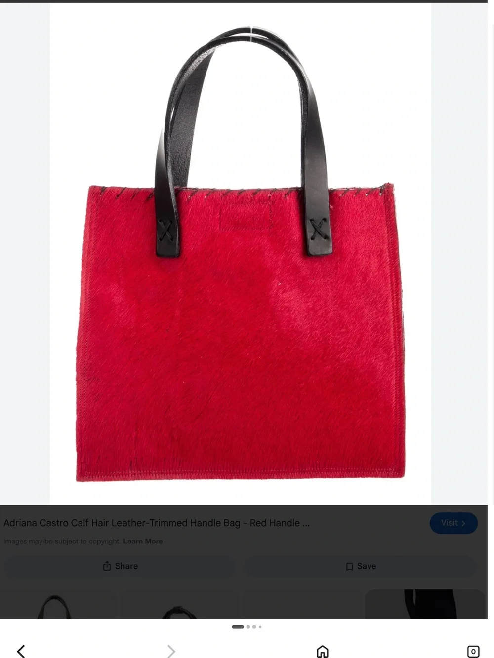 Red Calf-Hair Tote with Black Leather Handles by Adriana Caras Made in Italy 🇮🇹 - Picture 1 of 6